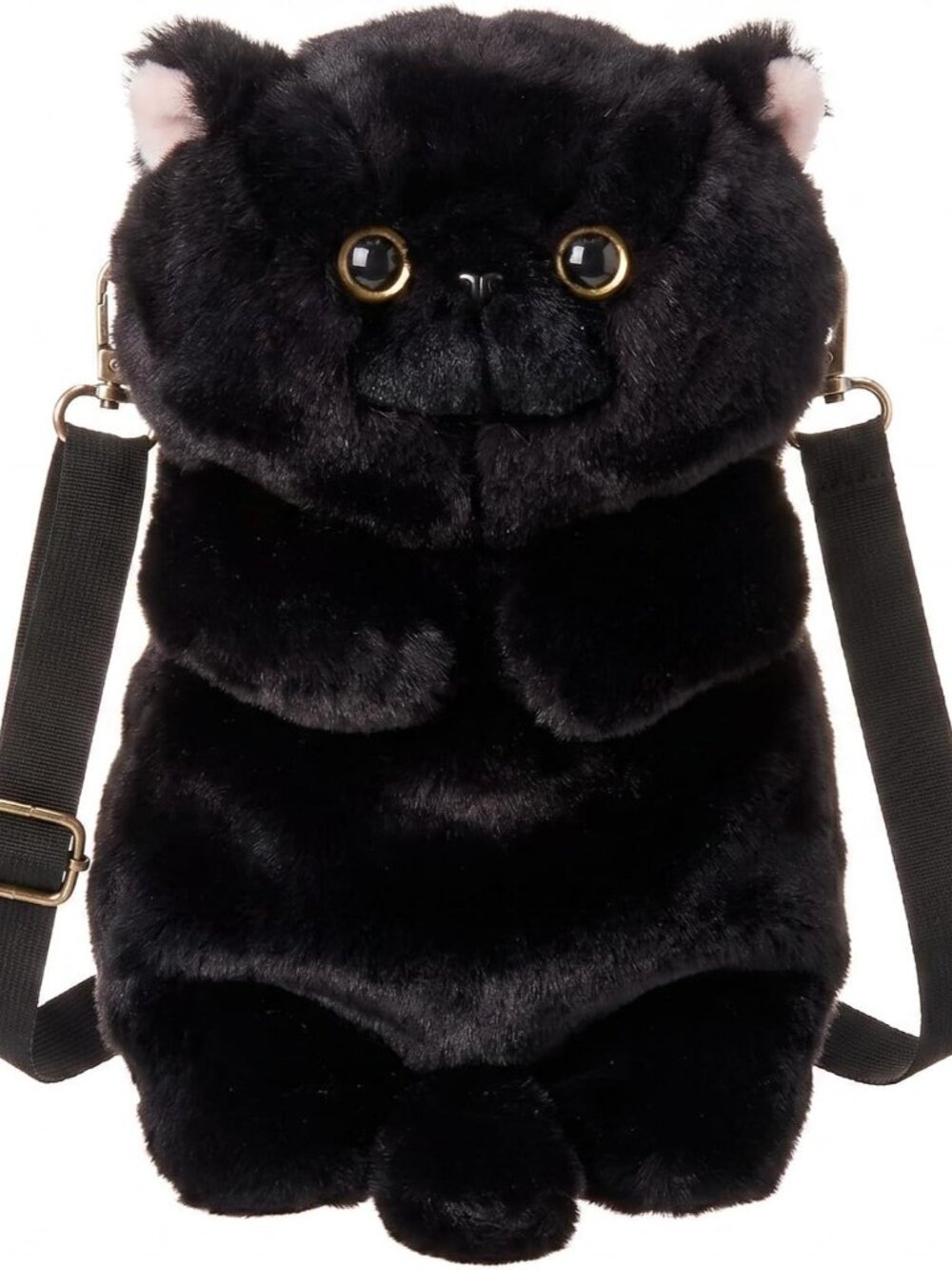 Black Fluffy Cat Plush Crossbody Bag Cute Fashion Gift for Women